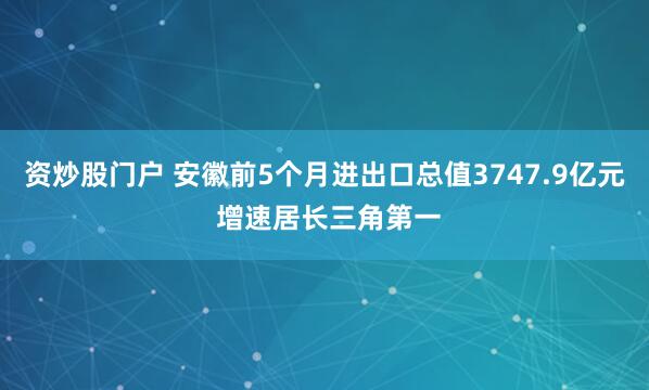 资炒股门户 安徽前5个月进出口总值3747.9亿元 增速居长三角第一