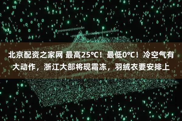 北京配资之家网 最高25℃！最低0℃！冷空气有大动作，浙江大部将现霜冻，羽绒衣要安排上