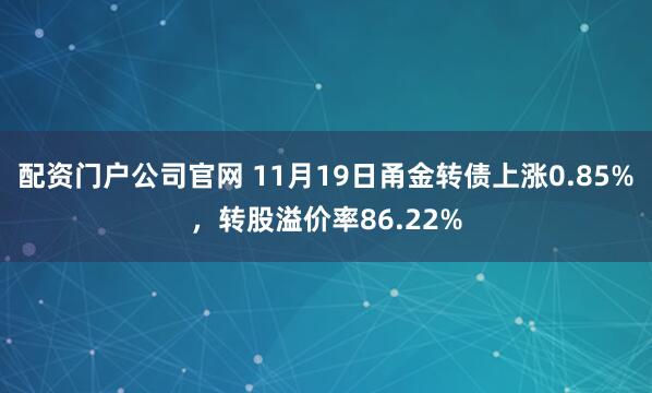 配资门户公司官网 11月19日甬金转债上涨0.85%，转股溢价率86.22%