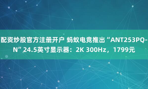 配资炒股官方注册开户 蚂蚁电竞推出“ANT253PQ-N”24.5英寸显示器：2K 300Hz，1799元